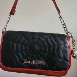 Lux De Ville Red Glitter Spiderweb Vampira Purse